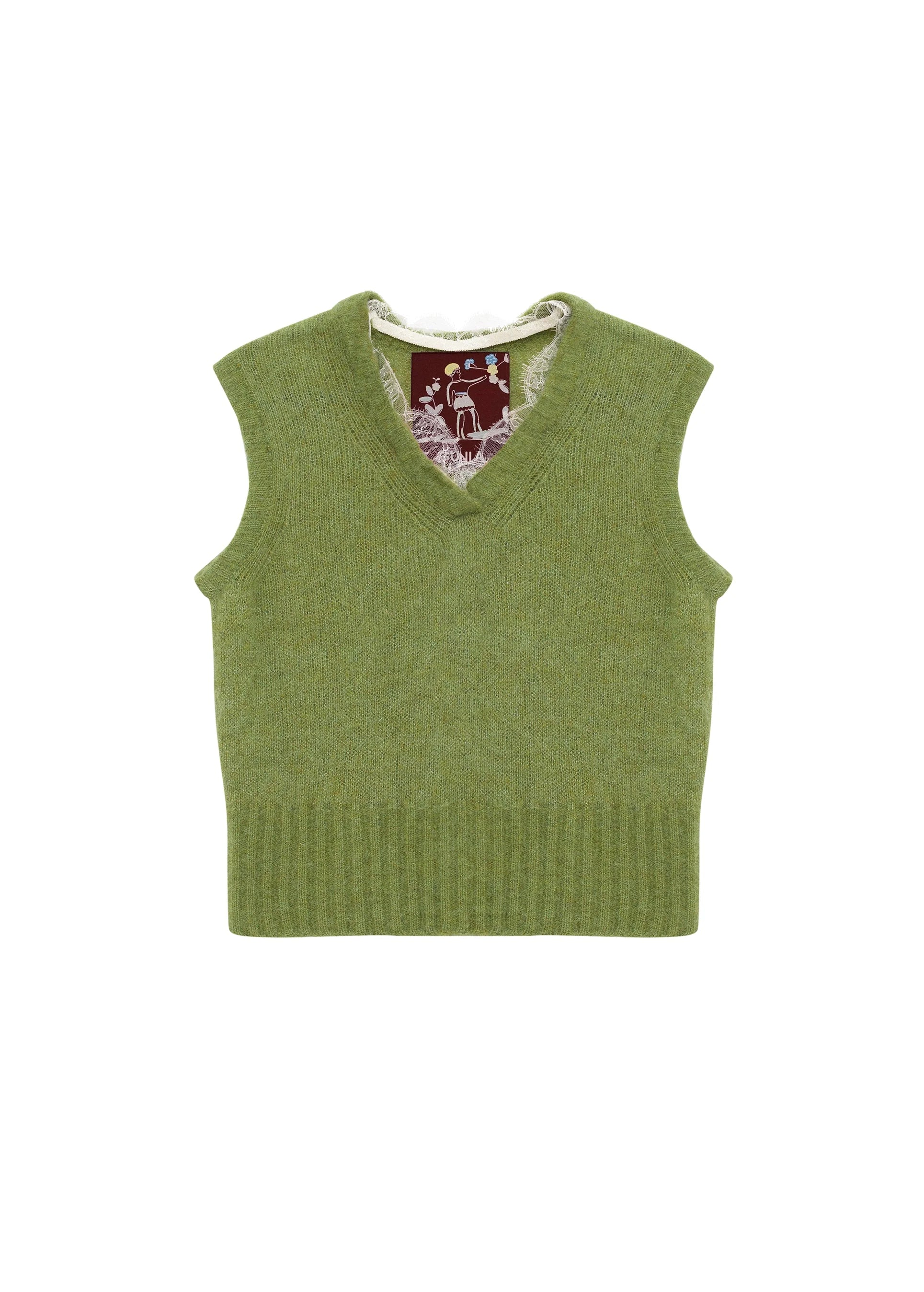 Lace-trimmed vest - Green