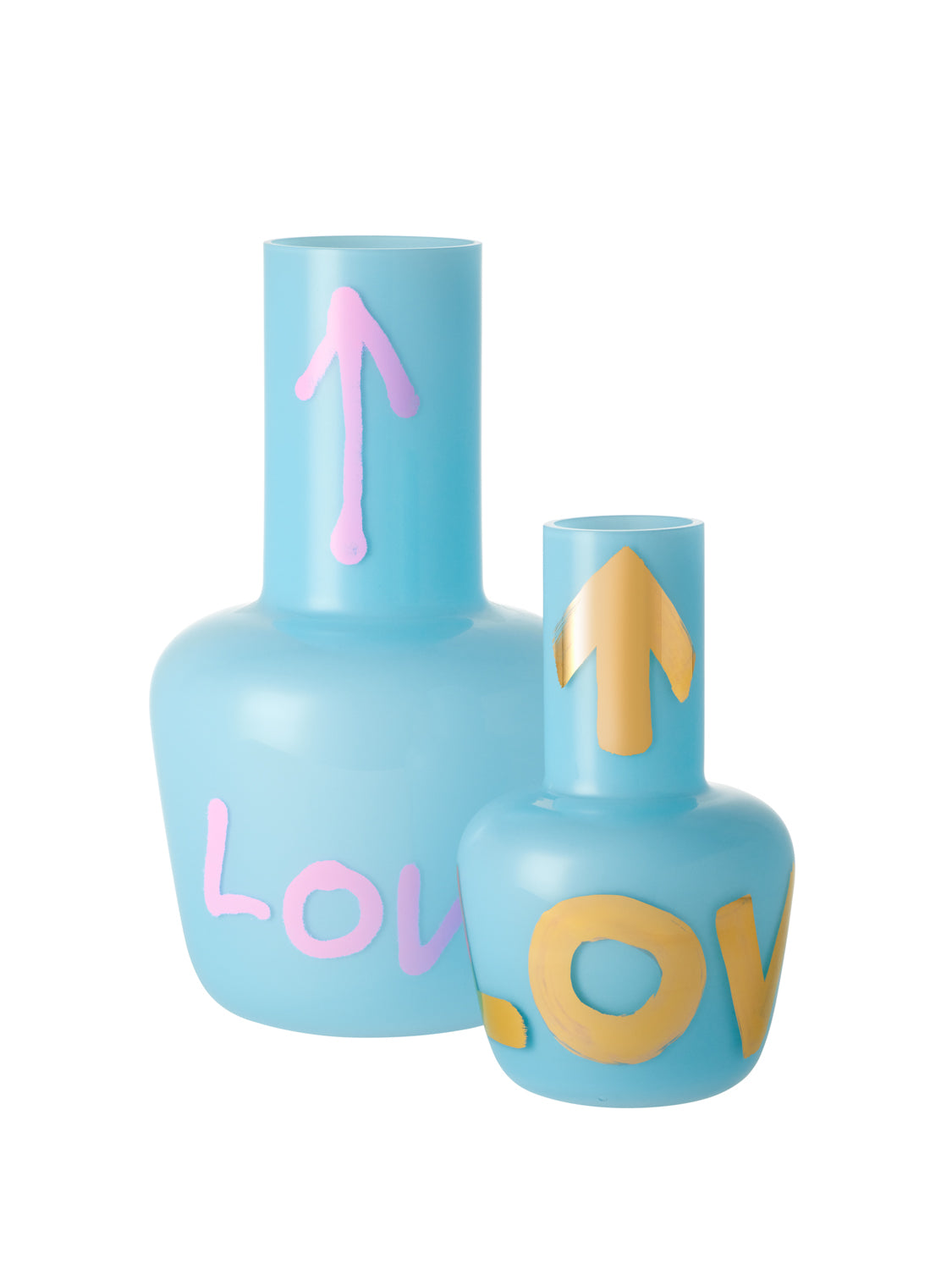 Elegant tyrkysová mini váza s nápisem LOVE, limitovaná edice od Artisème x QUBUS.