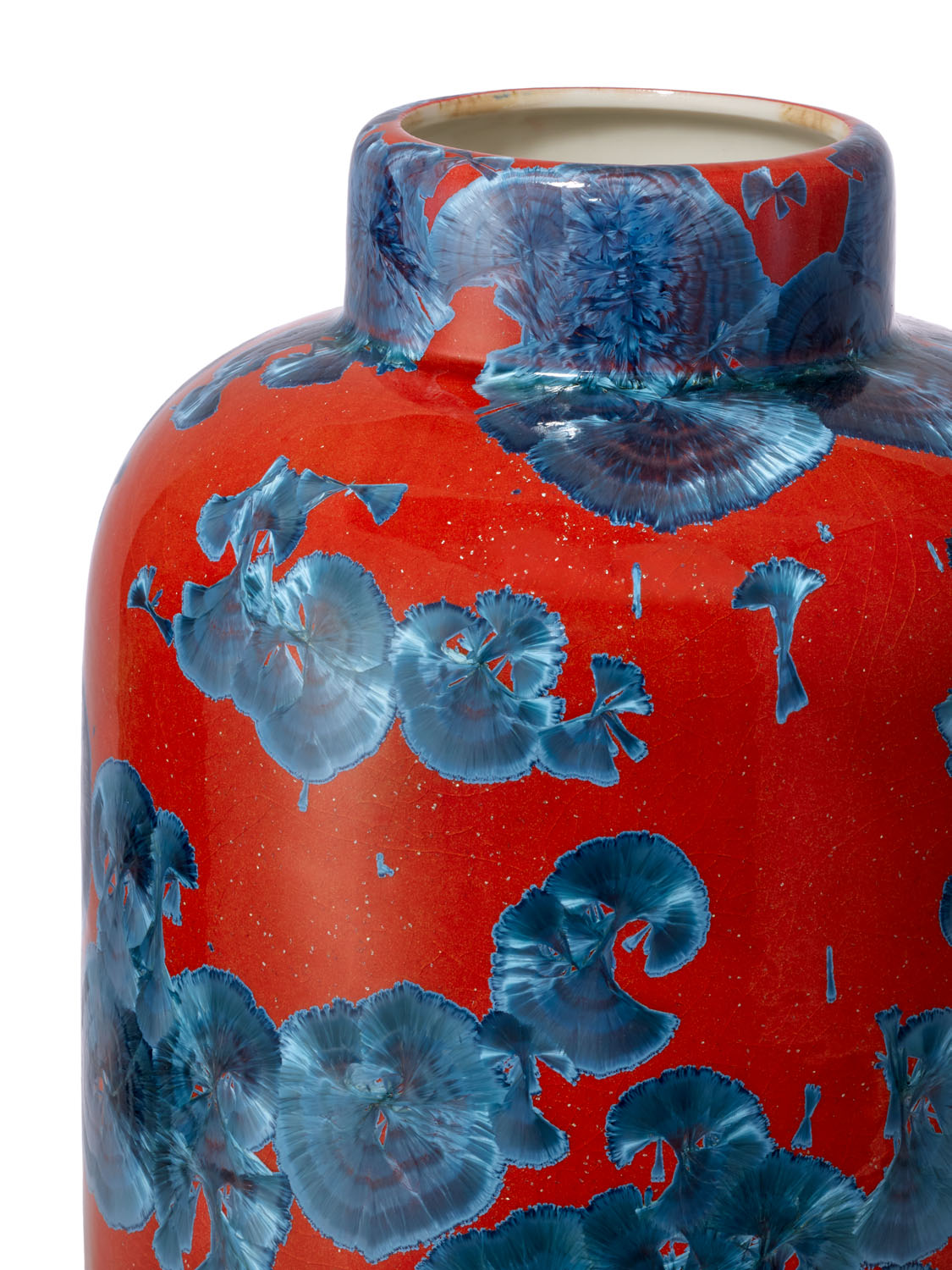 Crystalline extra large vase red and blue