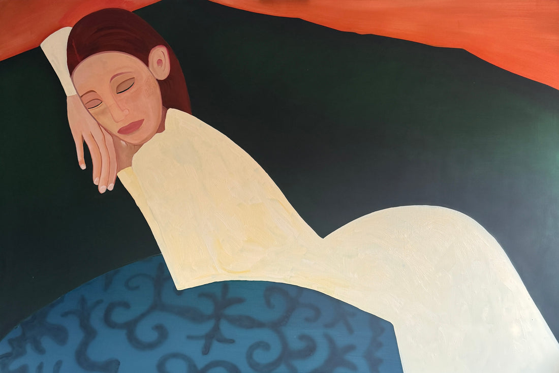 “Daydreaming on a Green-Blue Couch” obraz