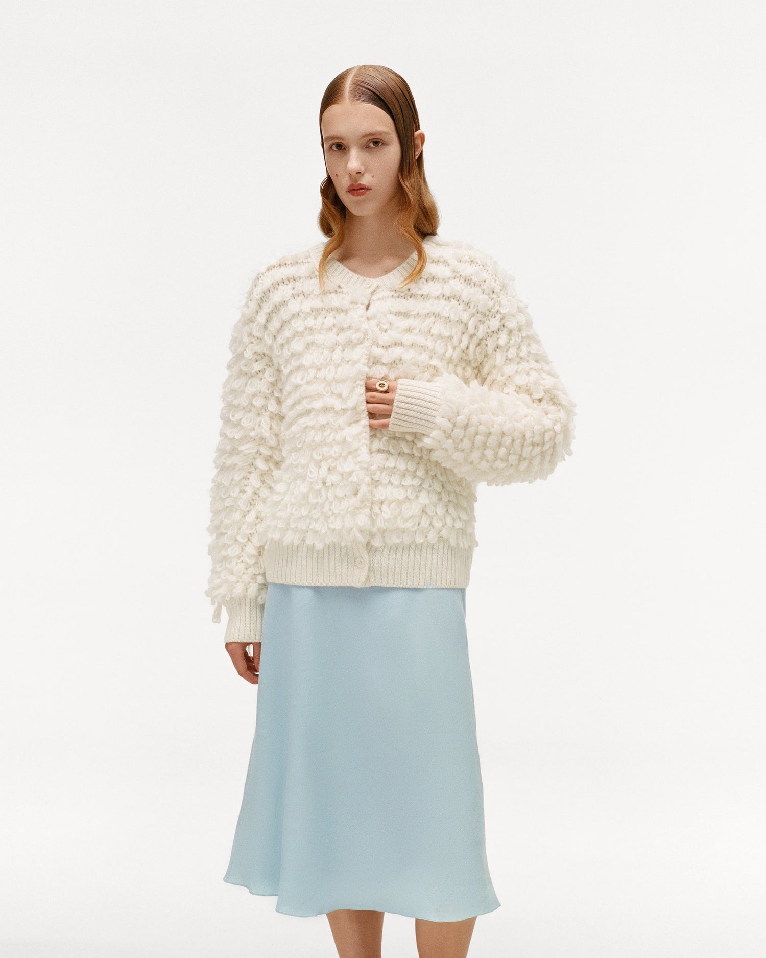 Konyk vlněný kardigan - Mlečný