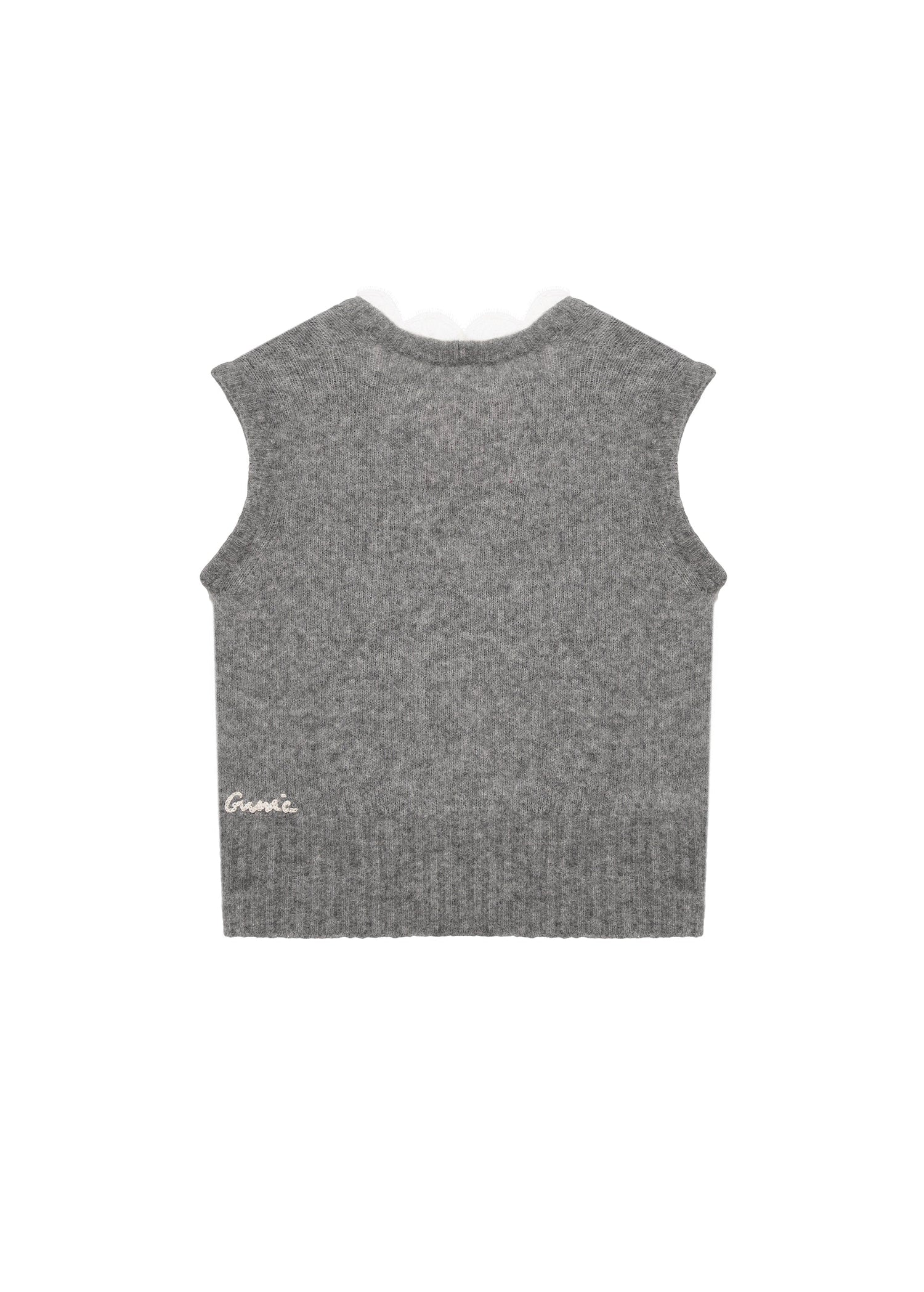 Lace-trimmed Vest - Grey