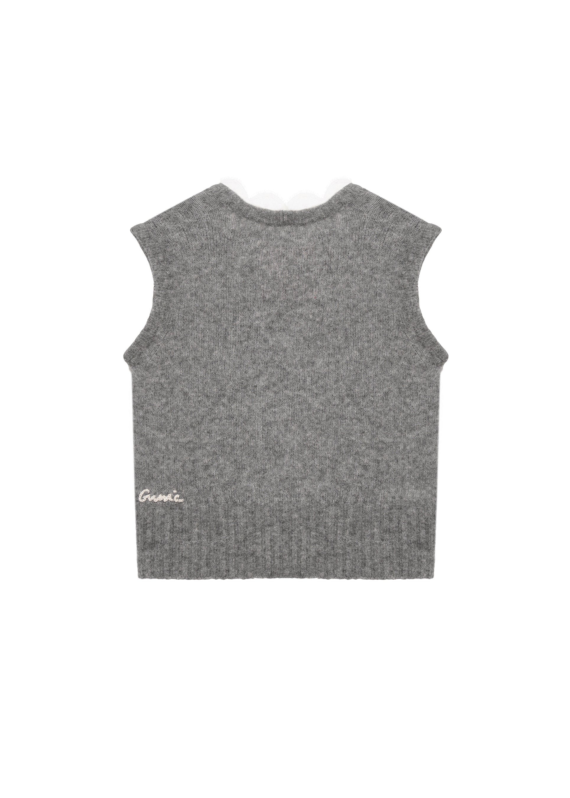 Lace-trimmed Vest - Grey